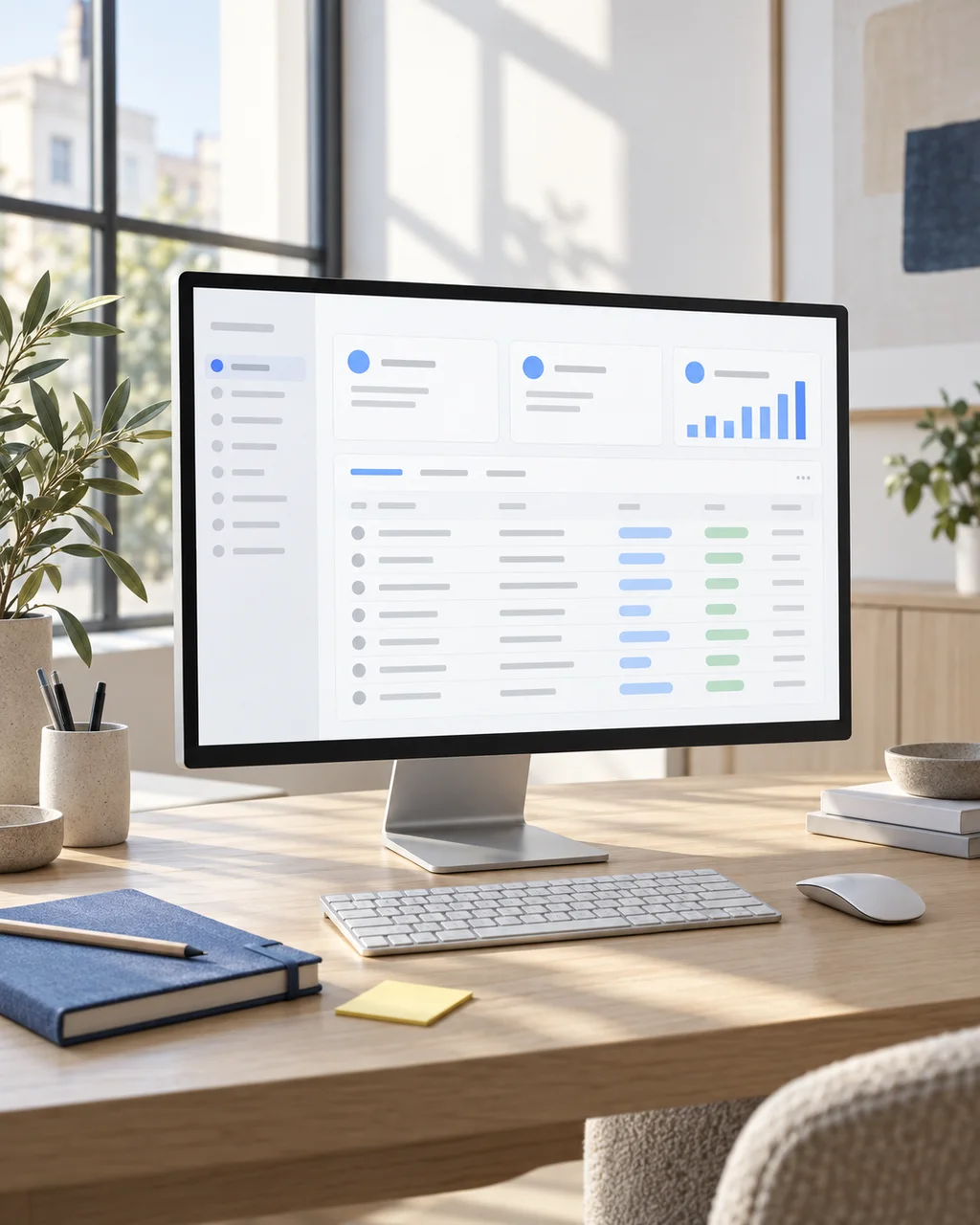 Illustration conceptuelle d’une application métier sur écran